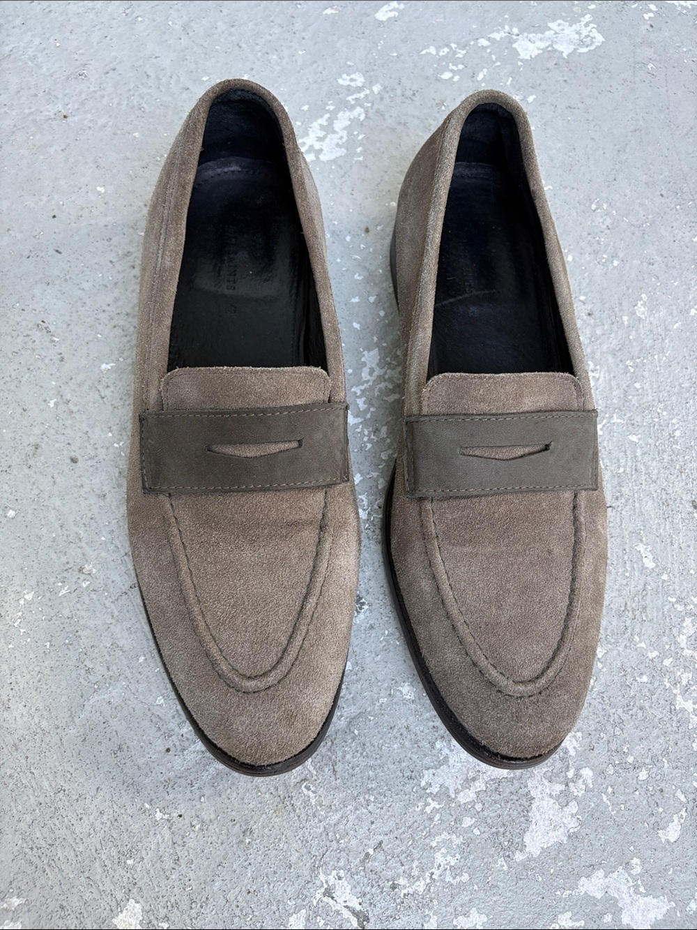 All Saints men’s suede 2 tone loafers